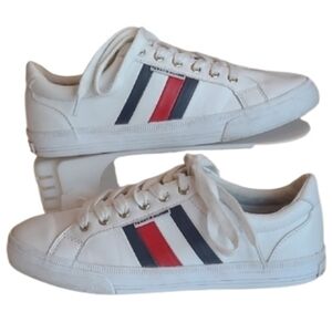 Tommy Hilfiger Lightz Low Top Lace Up Sneaker Red & Navy Stripes Smooth Upper
